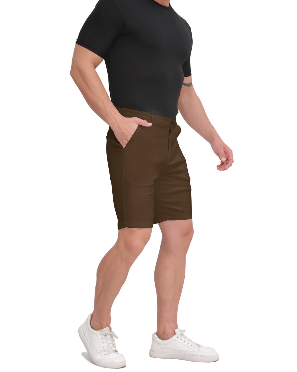 ALLELMS Mens Shorts Slim Fit Stretch 9 Inch Inseam Chino Golf Shorts Pants