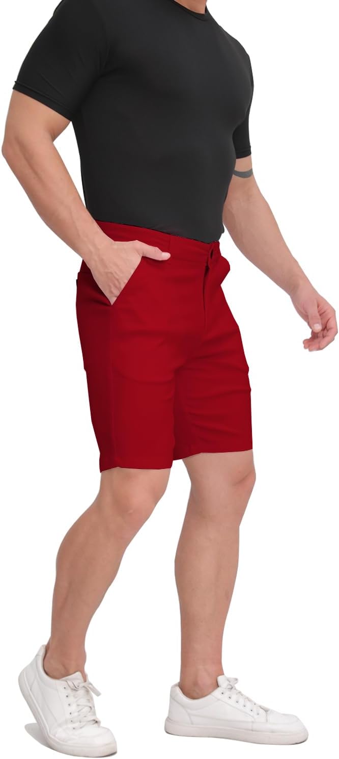 ALLELMS Mens Shorts Slim Fit Stretch 9 Inch Inseam Chino Golf Shorts Pants