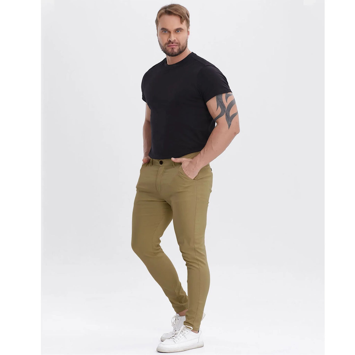 ALLELMS Mens Chinos Pants Slim Fit Stretch Dress Pant