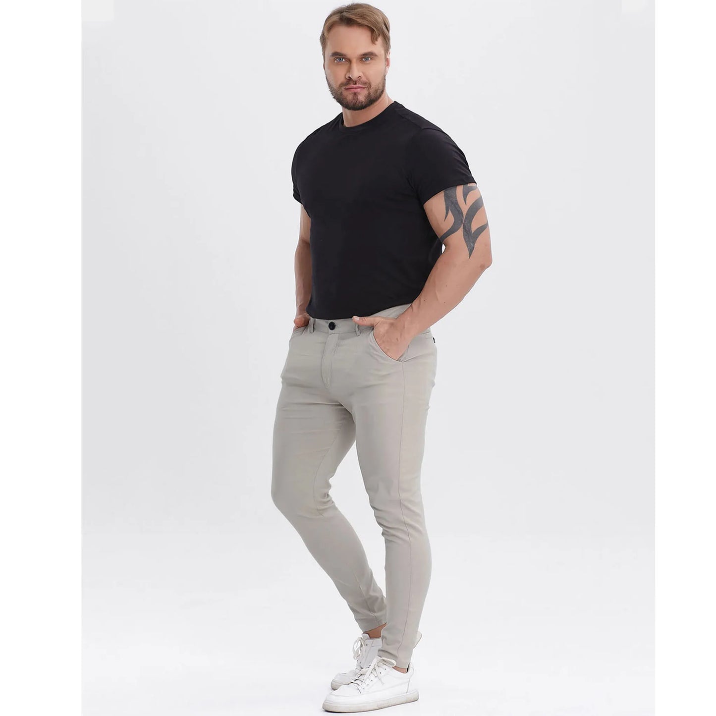 ALLELMS Mens Chinos Pants Slim Fit Stretch Dress Pant