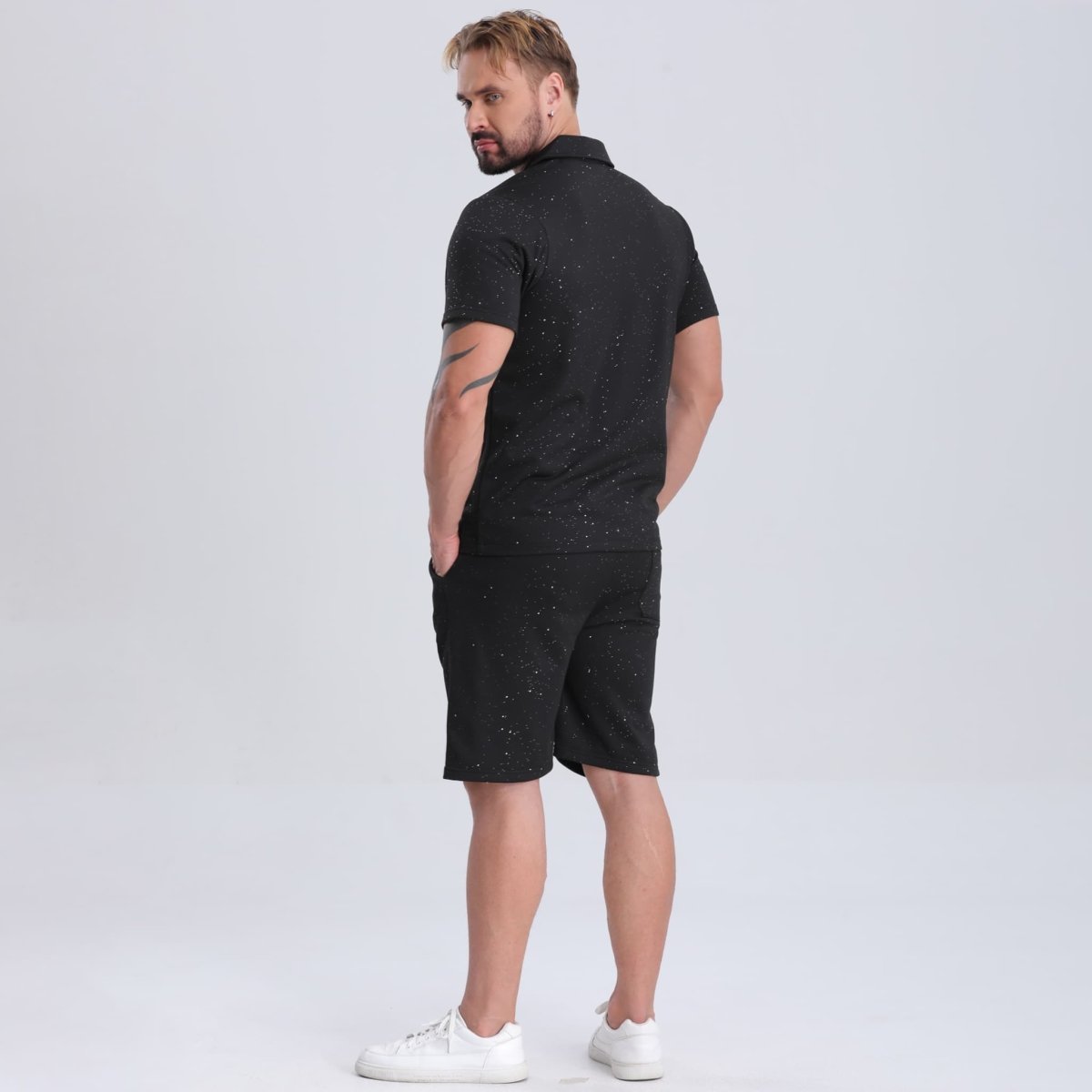 black sparkling workout shorts men drawstring