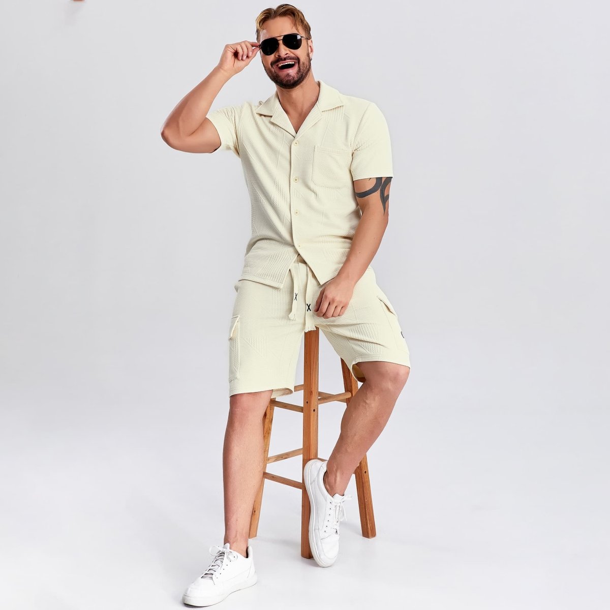 button down conjunto puma para hombre drawstring