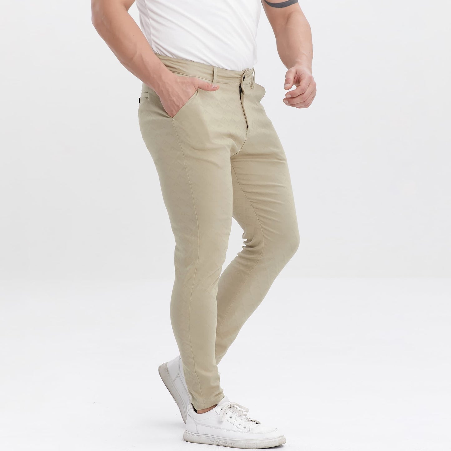 khaki slim fit joggings for men stretchy