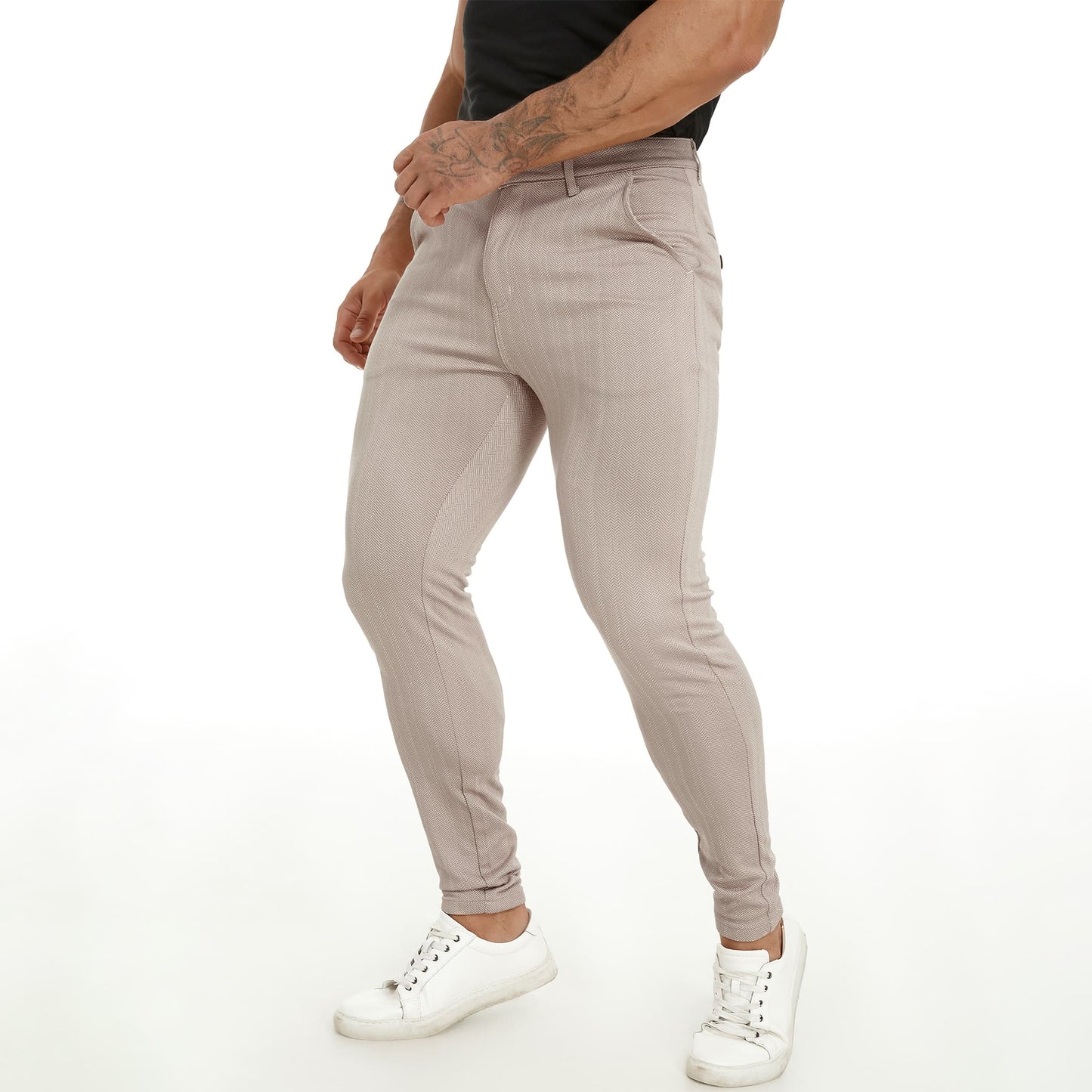 men bodybuilding pants slim fit stretchy