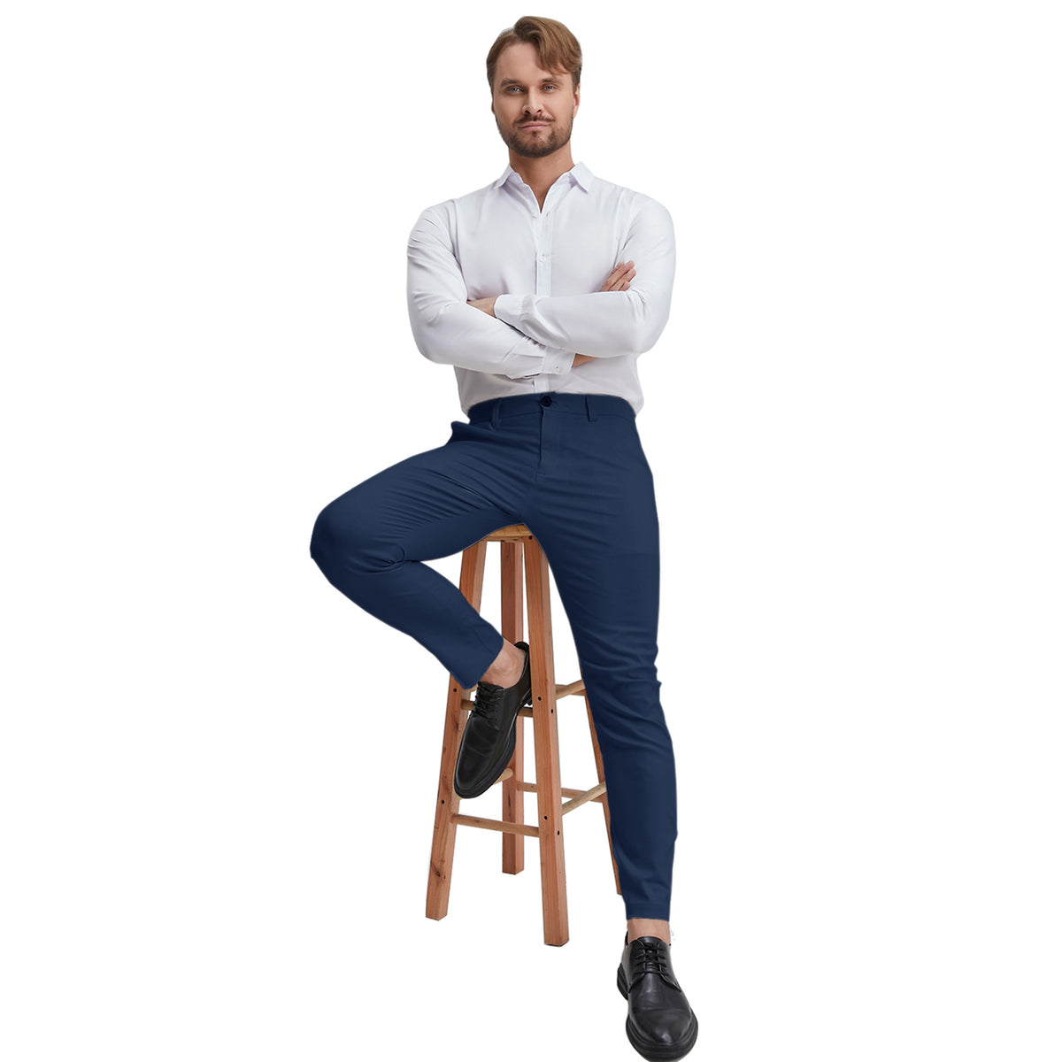 men's business navy blue casual pants