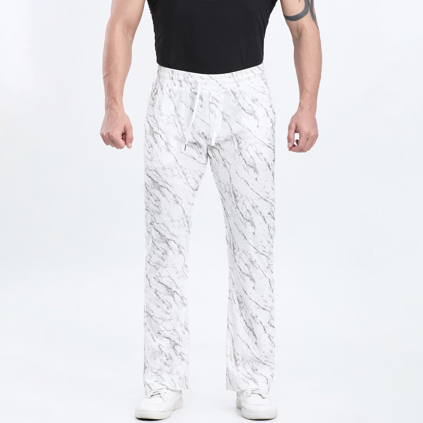 white camouflage mens baggy sweatpants open bottom drawstring waistband