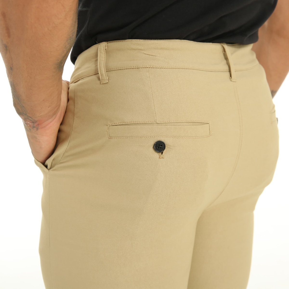 mens high waisted khaki chino pants slim fit stretchy