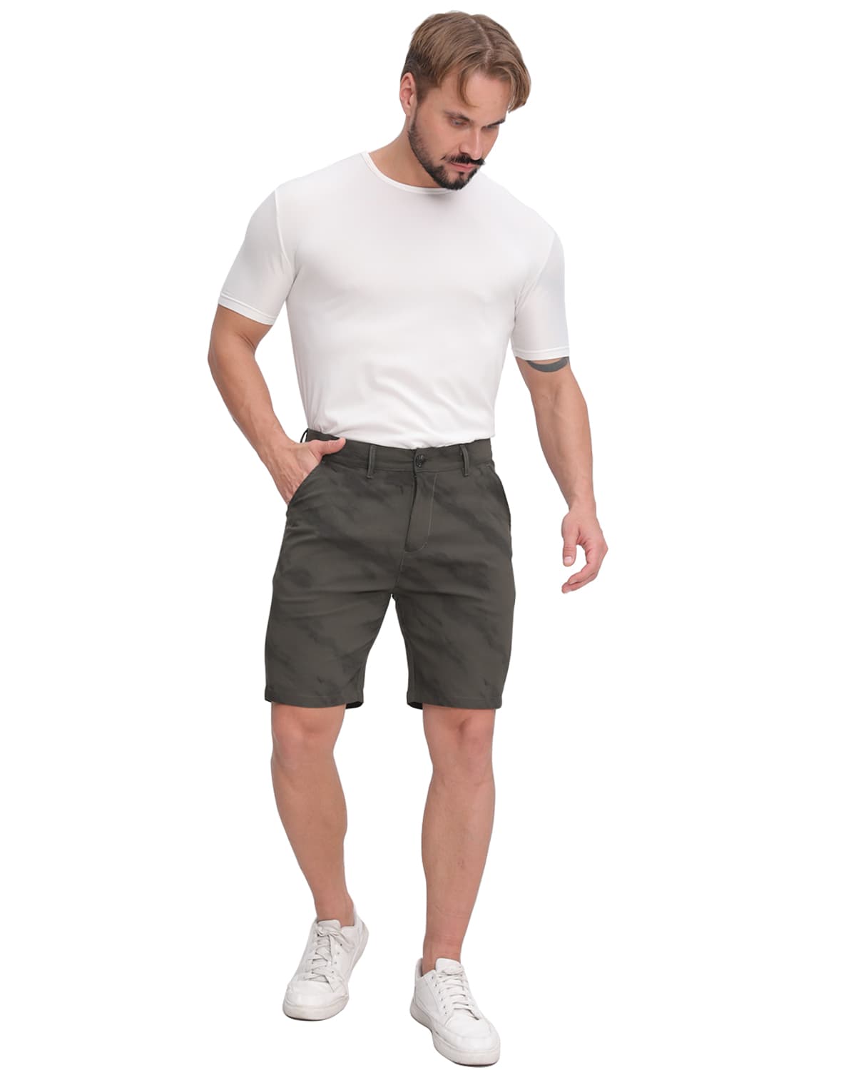 ALLELMS Mens Camouflage Shorts Skinny Stretch 9 inch inseam Shorts