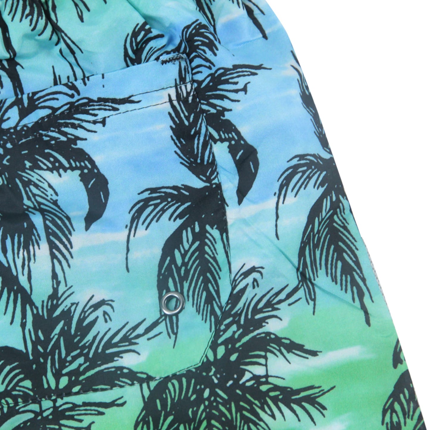 dark green coconut tree swim wear for mens drawstring with back packet