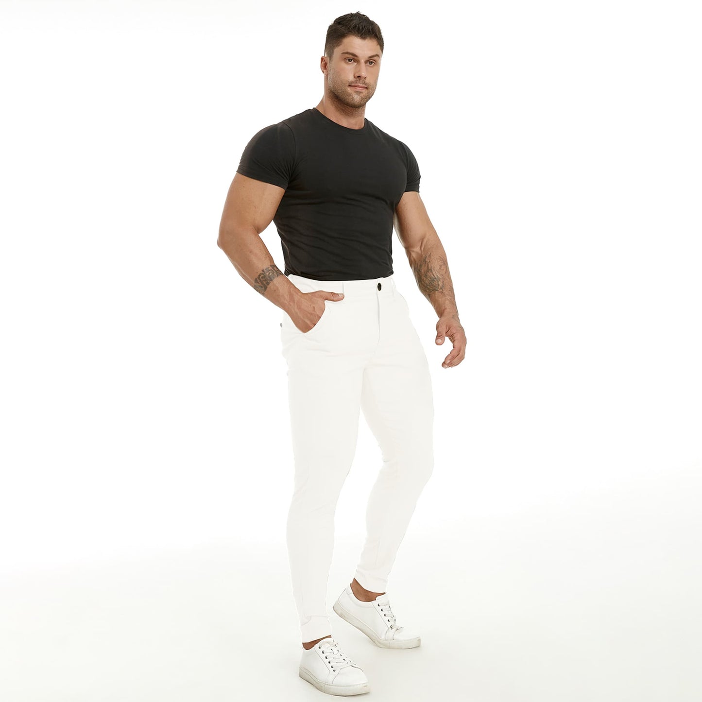 white dress pants men slim fit stretchy