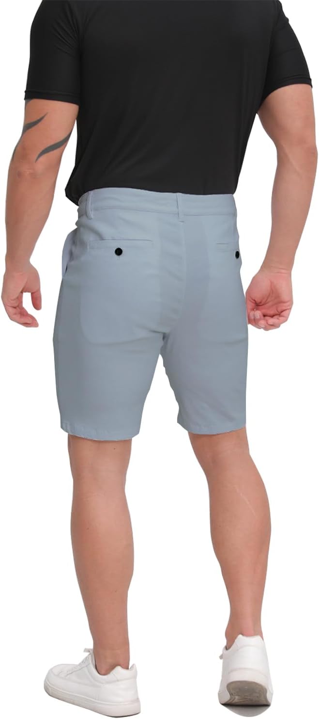 ALLELMS Mens Shorts Slim Fit Stretch 9 Inch Inseam Chino Golf Shorts Pants