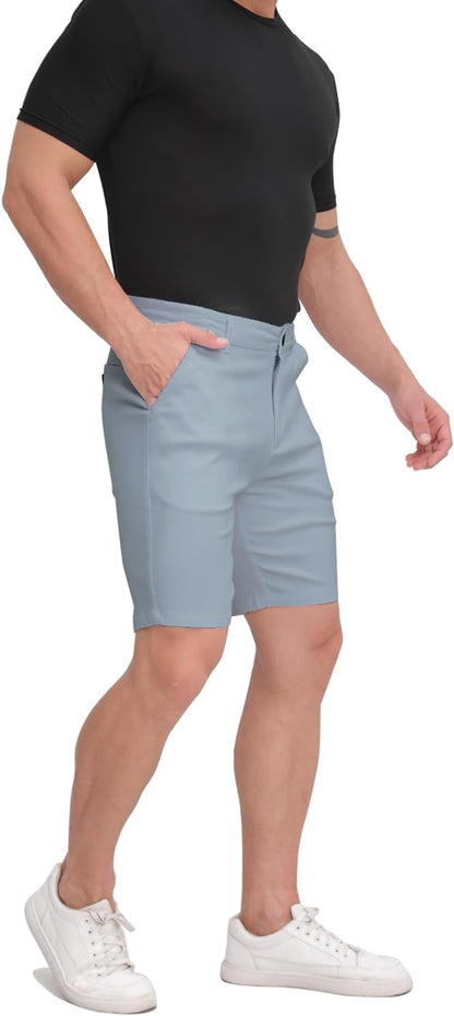 ALLELMS Mens Shorts Slim Fit Stretch 9 Inch Inseam Chino Golf Shorts Pants