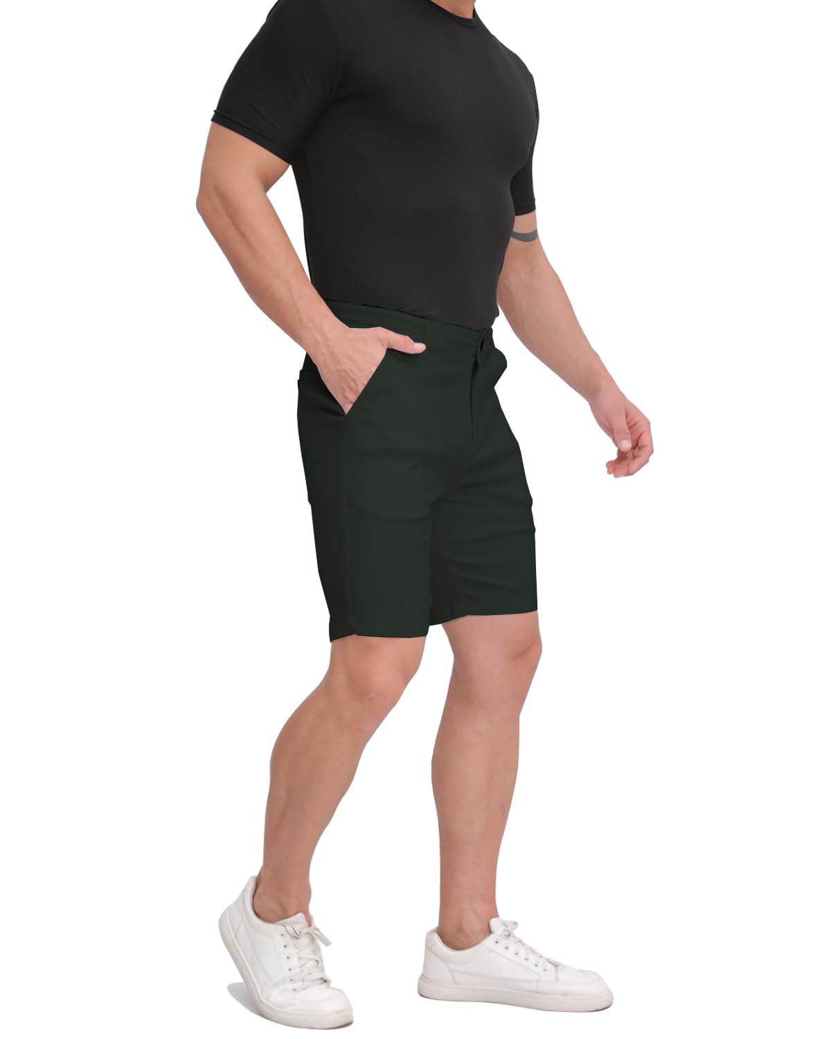 ALLELMS Mens Shorts Slim Fit Stretch 9 Inch Inseam Chino Golf Shorts Pants