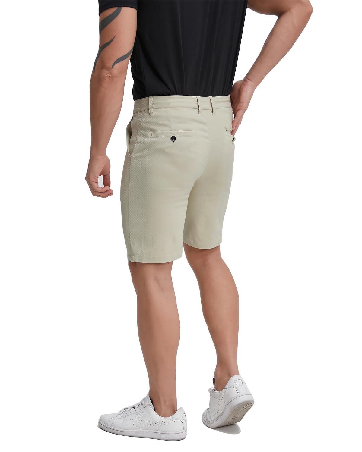 ALLELMS Mens Shorts Slim Fit Stretch 9 Inch Inseam Chino Golf Shorts Pants