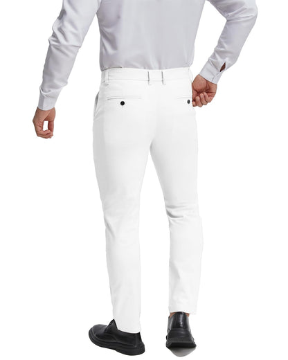 ALLELMS Mens Chinos Classic Fit Dress Pants Expandable Waist Flat-Front Formal Pants