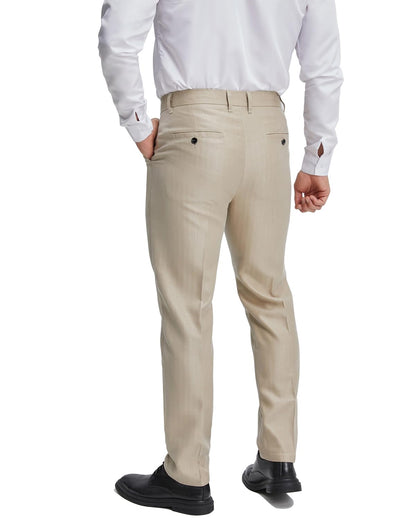 ALLELMS Mens Chinos Classic Fit Dress Pants Expandable Waist Flat-Front Formal Pants