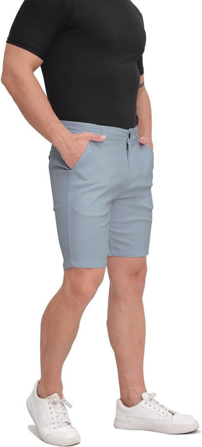 ALLELMS Mens Shorts Slim Fit Stretch 9 Inch Inseam Chino Golf Shorts Pants