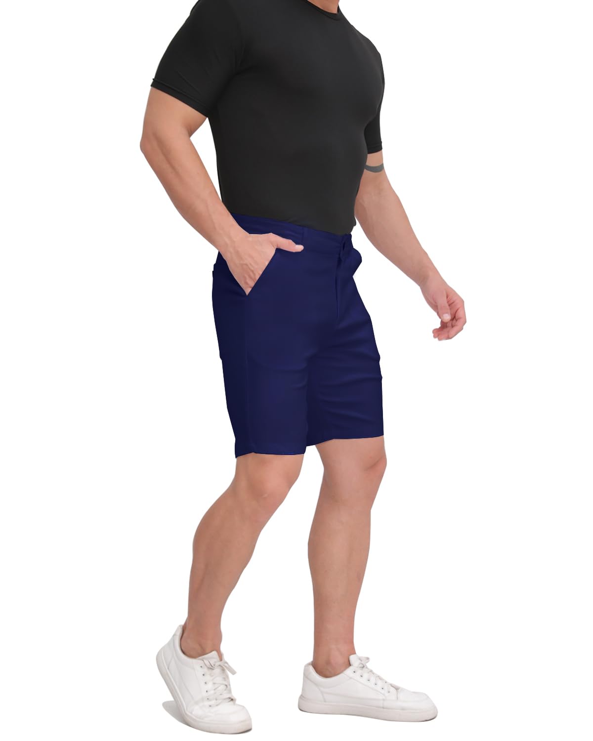 ALLELMS Mens Shorts Slim Fit Stretch 9 Inch Inseam Chino Golf Shorts Pants