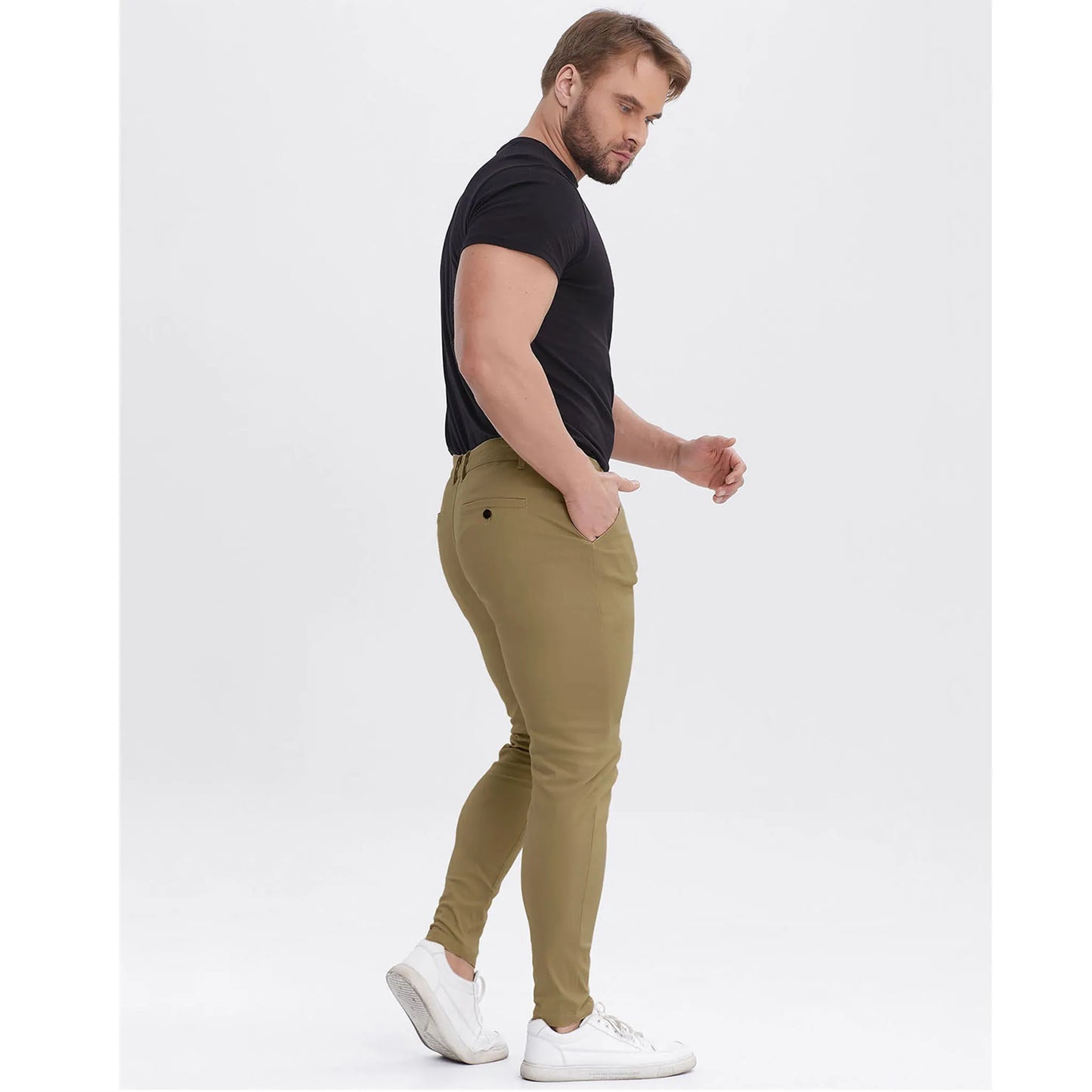 ALLELMS Mens Chinos Pants Slim Fit Stretch Dress Pant