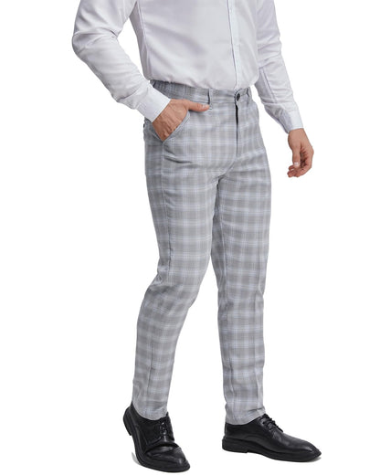 ALLELMS Mens Chinos Classic Fit Dress Pants Expandable Waist Flat-Front Formal Pants