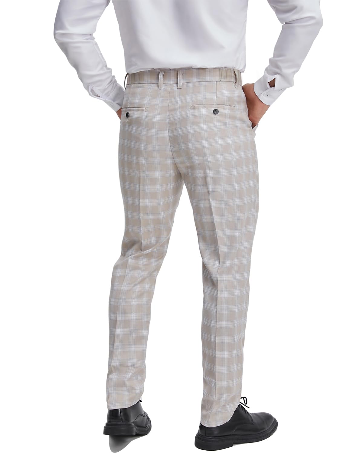 ALLELMS Mens Chinos Classic Fit Dress Pants Expandable Waist Flat-Front Formal Pants