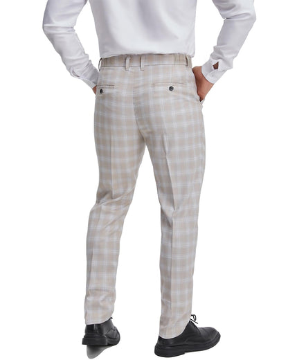 ALLELMS Mens Chinos Classic Fit Dress Pants Expandable Waist Flat-Front Formal Pants