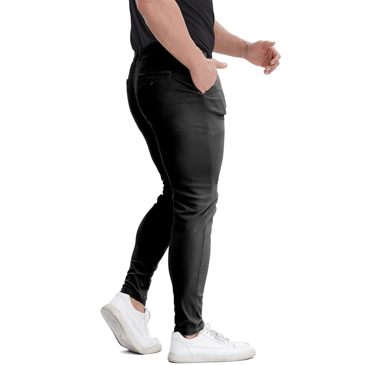 Men's Slim Fit Stretch Black Chinos - Business Casual Pants