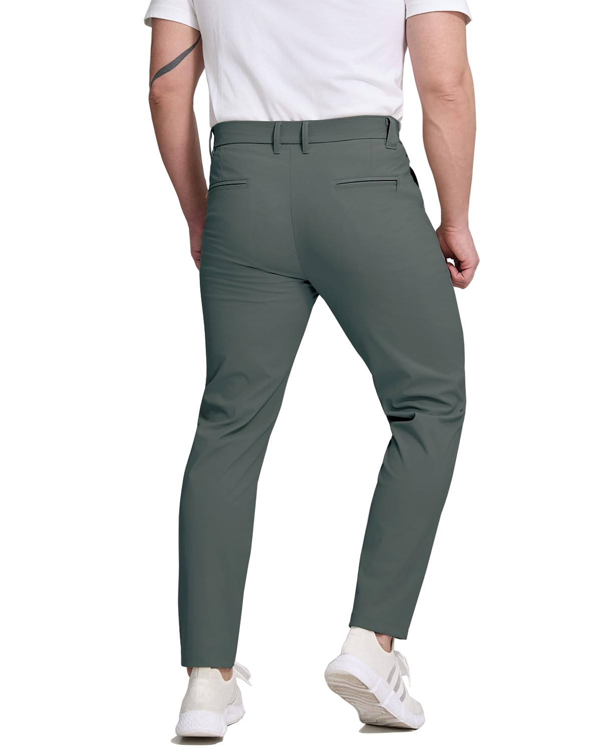 Lightweight stretch dark grey golf pants fabric