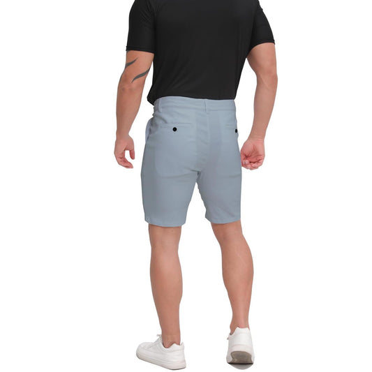 Men's 9 inch slim fit grey blue golf shorts