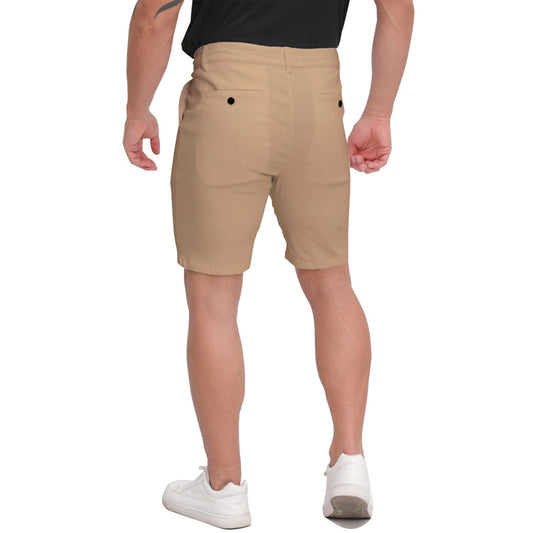 Men's 9 inch slim fit light brown golf shorts