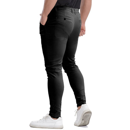 Men's Slim Fit Stretch Black Chinos - Business Casual Pants