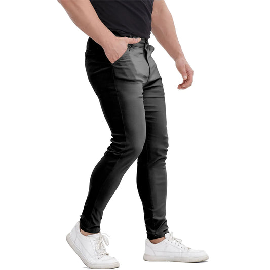 Men's Slim Fit Stretch Black Chinos - Business Casual Pants