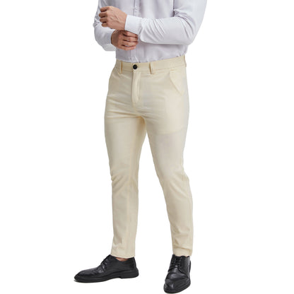 Men's classic fit beige chino pants for business