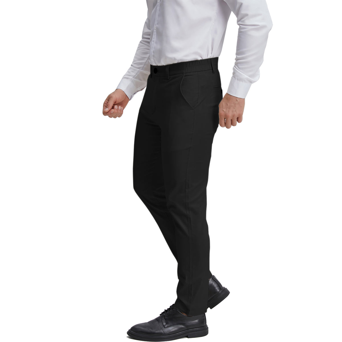 Men's classic fit black linen chino pants for business