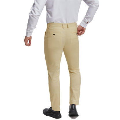 Men's classic fit khaki dress pants expandable waist