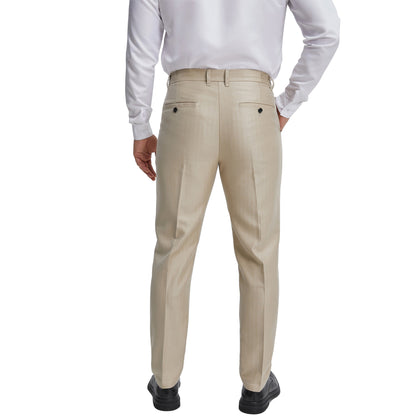 Men's classic fit khaki stripered dress pants expandable waist