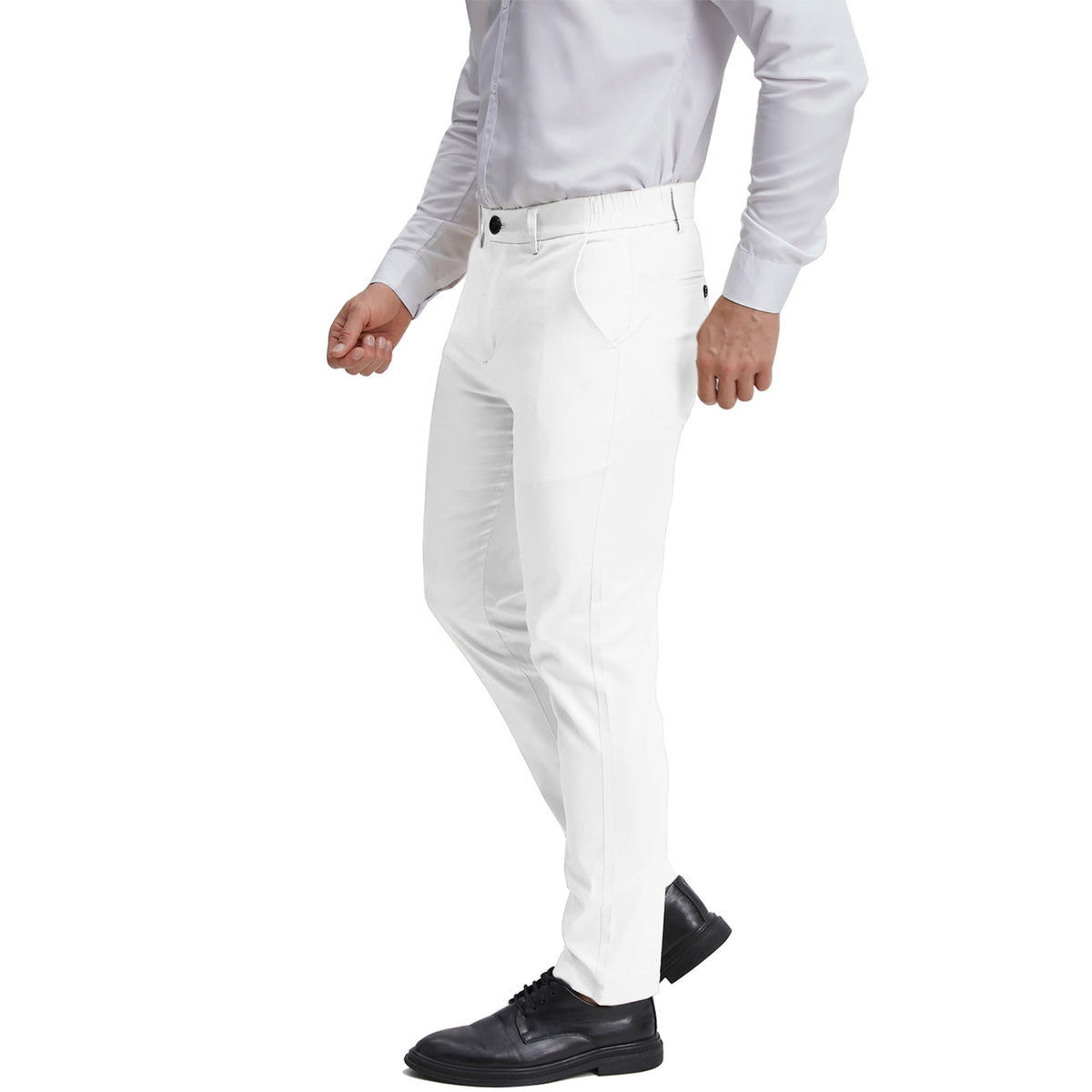 Men's classic fit white chino pants for business