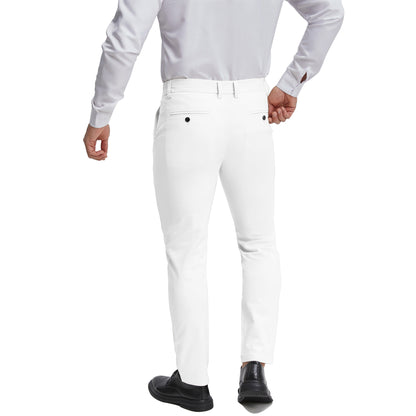 Men's classic fit white dress pants expandable waist