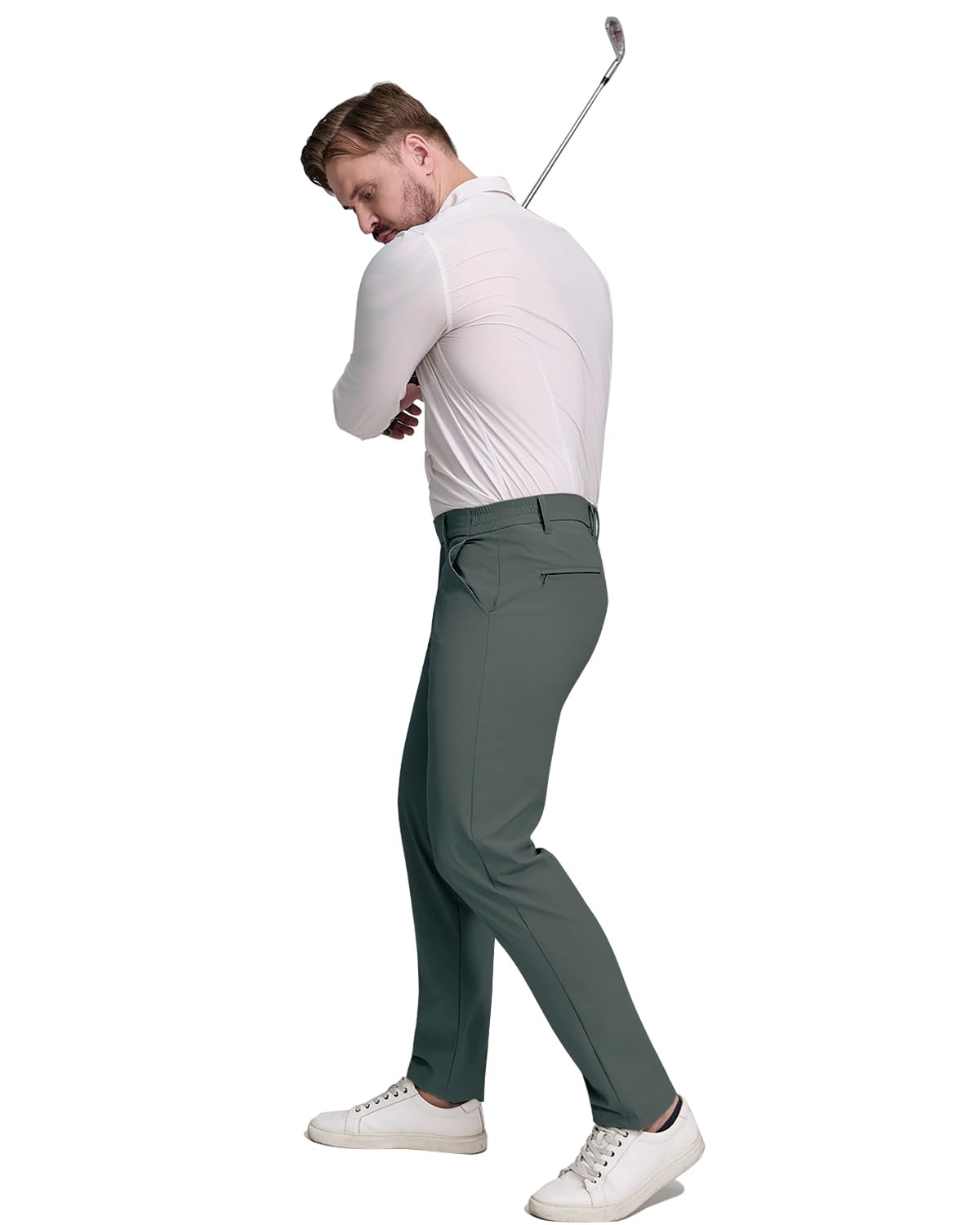 Men's dark grey golf pants casual outfit