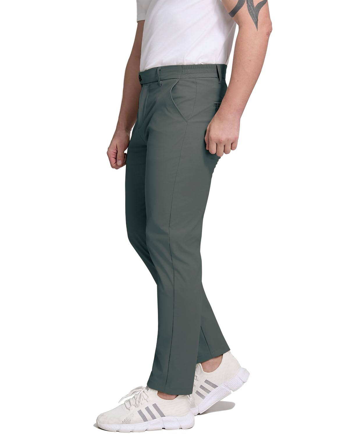 Men's dark grey golf pants front view