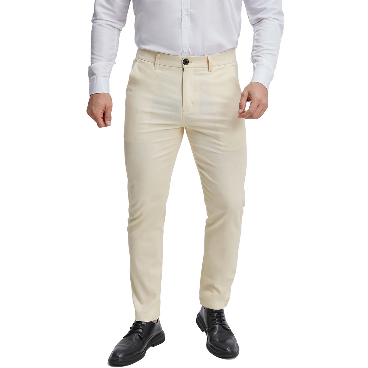 Men's expandable waist beige dress pants