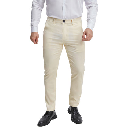 Men's expandable waist beige dress pants