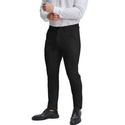 Men's expandable waist black linen dress pants