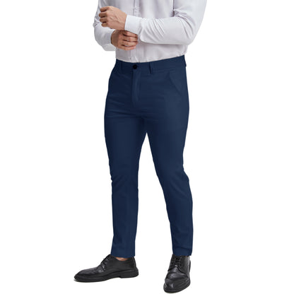Men's expandable waist navy blue dress pants