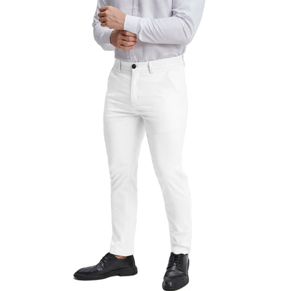 Men's expandable waist white dress pants