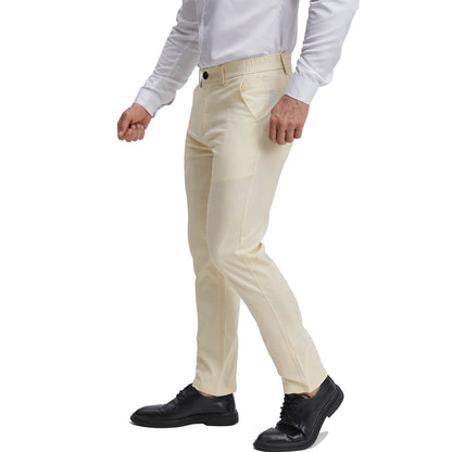 Men's flat front beige business casual pants