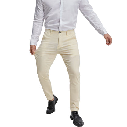 Men's flat front beige chino dress pants