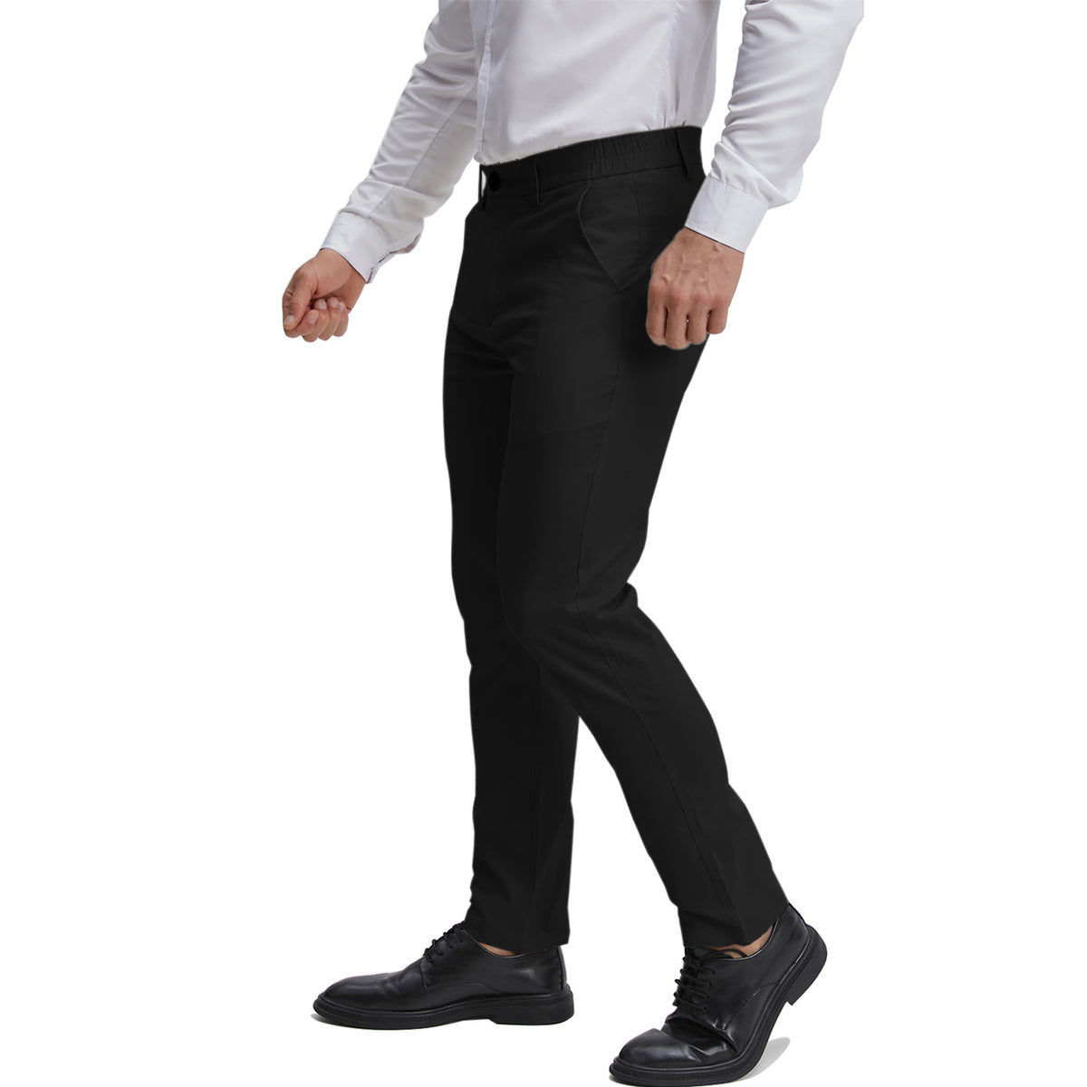 Men's flat front black linen business casual pants