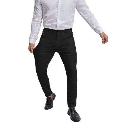 Men's flat front black linen chino dress pants