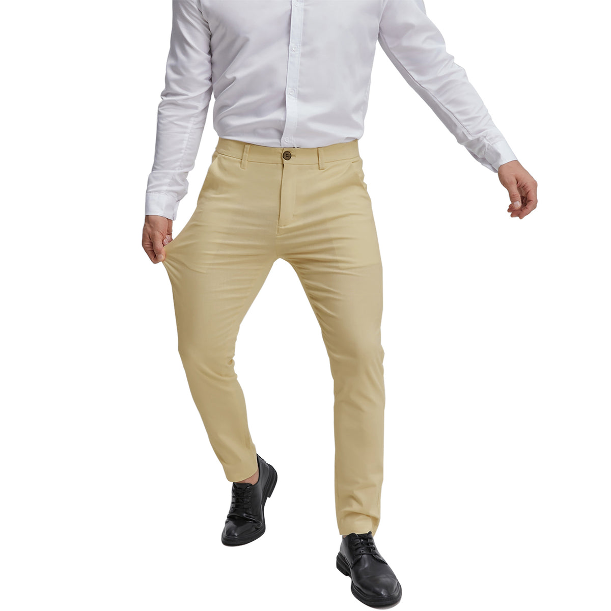 Men's flat front khaki chino dress pants